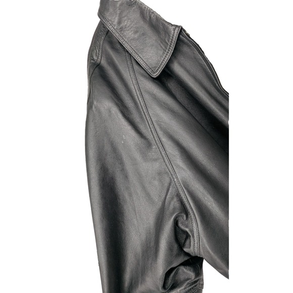 L.A. LEATHER Mens Bomber Jacket SIZE 3XL Black Motorcycle Geek Grunge Gothic - Picture 11 of 16